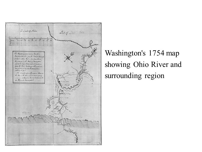 Washington's 1754 map showing Ohio River and surrounding region